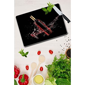 20x30 Cm Cam Kesme Tahtası Kırmızı Şarap