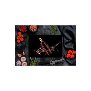 20x30 Cm Cam Kesme Tahtası Kırmızı Şarap