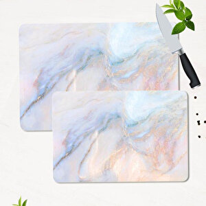2' Li Takım 30x40 Cm Ve 20x30 Cm Ezgi Desenli Cam Kesim Tablası Ve Ocak Koruma
