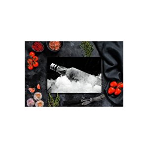 20x30 Cm Cam Kesme Tahtası Buzlu Şişe Görünümlü