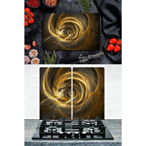 Takım Halinde Merkez 20x30 Cm Kesme Tablası Ve 2'li 30x52 Cm Cam Ocak Koruyucu 4'lü Ocaklar