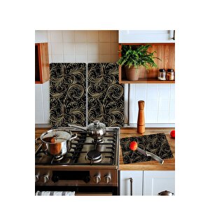 Takım Halinde Buğlem 20x30 Cm Kesme Tablası Ve 2'li 30x52 Cm Cam Ocak Koruyucu 4'lü Ocaklar