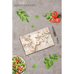 20x30 Cm Cam Kesme Tahtası Yapay Güller Desenli
