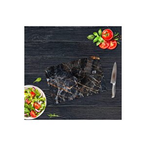 20x30 Cm Cam Kesme Tahtası Yaldızlı Mermer