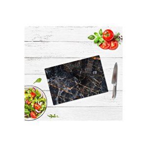20x30 Cm Cam Kesme Tahtası Yaldızlı Mermer