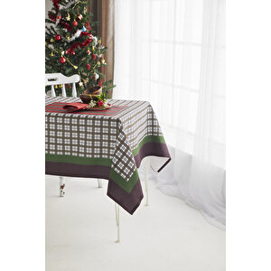 Ays Home Yeşil Kareli Pötikare Christmas Yemek Masa Örtüsü