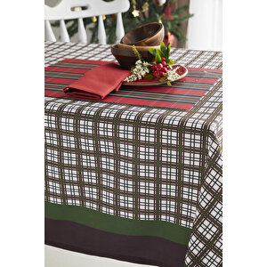 Ays Home Yeşil Kareli Pötikare Christmas Yemek Masa Örtüsü