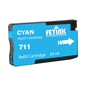 Hp 711 Cyan (c) Orijinal Mürekkep Dolumlu Feyink Kartuş 300 Ml Mavi, Uyumlu Makineler: T120, T520