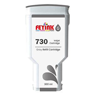 ® Hp 730 Gray (g) Orijinal Mürekkep Dolumlu Feyink Kartuş 300 Ml Gri, Uyumlu Makineler: T-1600, T-1700, T-2600