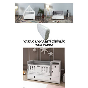 Pati̇ko R 131 Beyaz Büyüyebi̇len Beşi̇k Yatak Uyku Seti̇ Ve Ci̇bi̇nli̇k Tam Takım