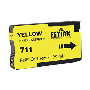 ® Hp 711 Yellow (y) Orijinal Mürekkep Dolumlu Feyink Kartuş 300 Ml Sarı, Uyumlu Makineler: T120, T520