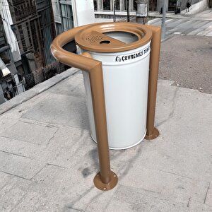 Dış Mekan Bahçe Çöp Kovası 30l Krem-kahve