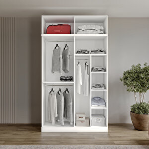 Ücretsiz Montaj Guneystore Oslo 4 Kapaklı Yüklüklü Komple Mdf Beyaz Gardırop