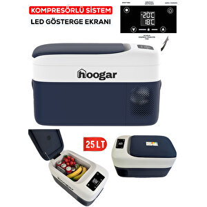 Hooger German Led Ekran 21-25 Lt Oto Karavan Tekne Tır Buzdolabı 12-24v -20 Derece Hızlı Soğutma