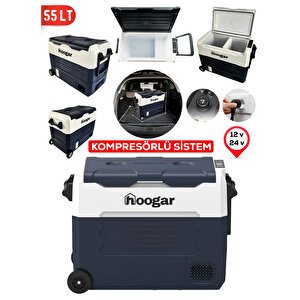 Hooger German Geniş Kabin Tekerlekli Dijital Göstergeli Ea 55 Ltx Oto Buzdolabı 12-24 Volt -20 Derece Soğutma