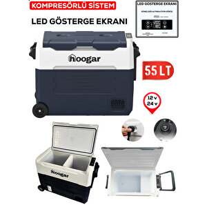 Hooger German Geniş Kabin Tekerlekli Dijital Göstergeli Ea 55 Ltx Oto Buzdolabı 12-24 Volt -20 Derece Soğutma