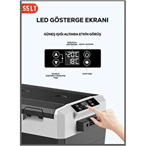 Hooger German Geniş Kabin Tekerlekli Dijital Göstergeli Ea 55 Ltx Oto Buzdolabı 12-24 Volt -20 Derece Soğutma