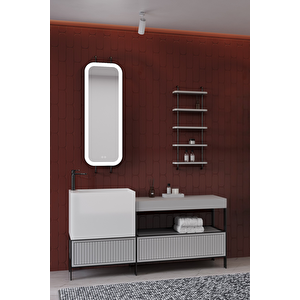 Greta 160 Cm Banyo Dolabı - Gri ( Raf Modül Dahil)