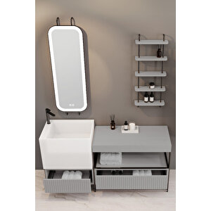 Greta 160 Cm Banyo Dolabı - Gri ( Raf Modül Dahil)