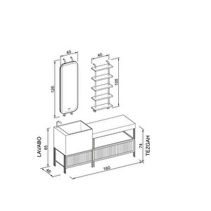 Greta 160 Cm Banyo Dolabı - Gri ( Raf Modül Dahil)