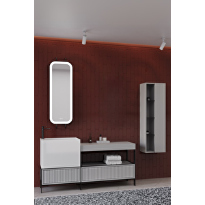 Greta 160 Cm Banyo Dolabı - Gri (boy Dolap Dahil)