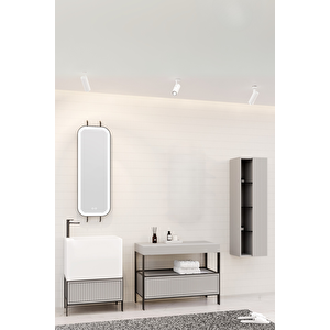 Greta 160 Cm Banyo Dolabı - Gri (boy Dolap Dahil)