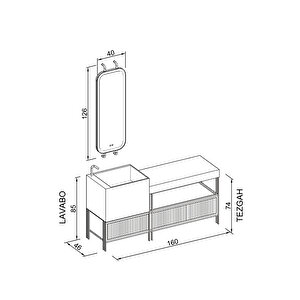Greta 160 Cm Banyo Dolabı - Gri