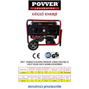 Power Lt6500 En 6,75 Kva Benzinli Jeneratör Ipli Marşlı