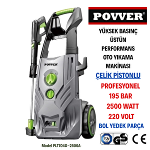 Power Profesyonel Indüksiyon Motorlu Yüksek Basınçlı Yıkama Makinası (2500 W-195 Bar)