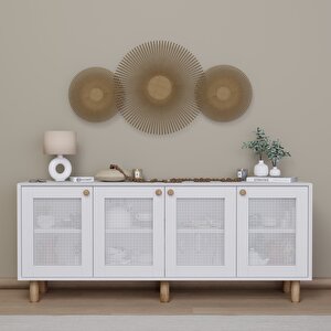 Bohem Serisi Natura Pvc Hasır Desen Mat Beyaz Konsol