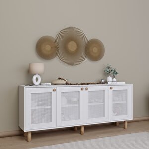 Bohem Serisi Natura Pvc Hasır Desen Mat Beyaz Konsol