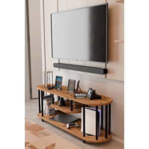 Modern Tv Ünitesi Ahşap Raflı 2 Katlı Televizyon Sehpası Minimalist, Dayanıklı, Fonksiyonel Tv Standı Atlantik Çam
