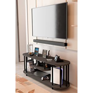 Modern Tv Ünitesi Ahşap Raflı 2 Katlı Televizyon Sehpası Minimalist, Dayanıklı, Fonksiyonel Tv Standı Antrasit