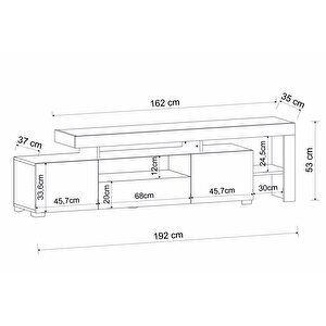 T0014 Led Işıklı Tv Sehpası, Tv Ünitesi, Ahşap Siyah
