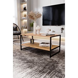 Modern & Şık Orta Sehpa Metal Çerçeve Ile Dayanıklı Tasarım, Minimalist Ve Fonksiyonel, Salon ,ofis Atlantik Çam