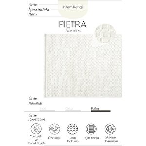 Pietra 7802 Krem Salon Halısı Yumuşak Çocuk Odası Halısı Koridor Halısı Kesme Halı Yolluk 100x150 cm
