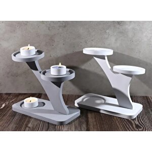 Mumluk Saksılık Dekoratif Ağaç Dalı Gri&beyaz 2 Li