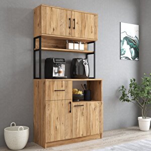 Mtd0102 İnci 90 Cm Kapaklı Çekmeceli Raflı Mutfak Dolabı Çam