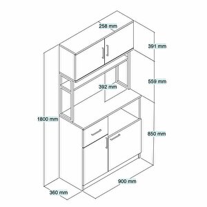 Tanmob Mtd0102 İnci 90 Cm Kapaklı Çekmeceli Raflı Mutfak Dolabı Çam