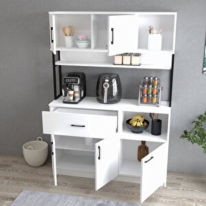 Mtd0201 İnci 128 Cm Kapaklı Çekmeceli Raflı Mutfak Dolabı Beyaz