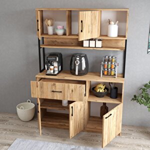 Mtd0202 İnci 128 Cm Kapaklı Çekmeceli Raflı Mutfak Dolabı Çam