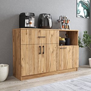 Mtd0402 İnci 128 Cm Kapaklı Çekmeceli Alt Mutfak Dolabı Çam