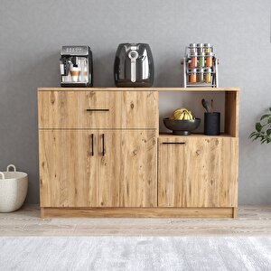 Mtd0402 İnci 128 Cm Kapaklı Çekmeceli Alt Mutfak Dolabı Çam