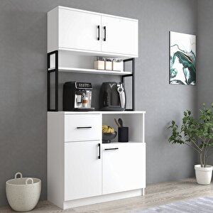 Mtd0101 İnci 90 Cm Kapaklı Çekmeceli Raflı Mutfak Dolabı Beyaz