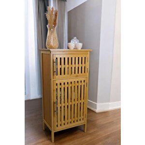 Bambu Çift Kapaklı 3 Raflı Çok Amaçlı Mutfak Düzenleyici Organizer Dolap C1-1-100 B10300