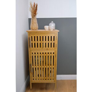 Bambu Çift Kapaklı 3 Raflı Çok Amaçlı Mutfak Düzenleyici Organizer Dolap C1-1-100 B10300