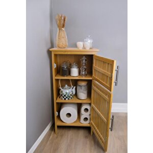 Bambu Çift Kapaklı 3 Raflı Çok Amaçlı Mutfak Düzenleyici Organizer Dolap C1-1-100 B10300