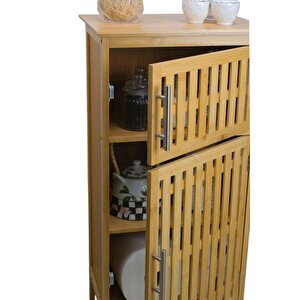 Digithome Bambu Çift Kapaklı 3 Raflı Çok Amaçlı Mutfak Düzenleyici Organizer Dolap C1-1-100 B10300