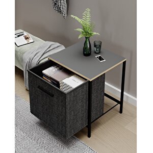 Çok Amaçlı Dolap 1 Çekmeceli Komodin Sehpa Füme 1593