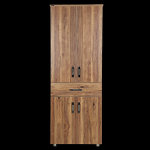 Çok Amaç 12688 Dolap 180 Model Hard Parlak Cevi̇z Suntalem 4raf 1çekmec El Yapım